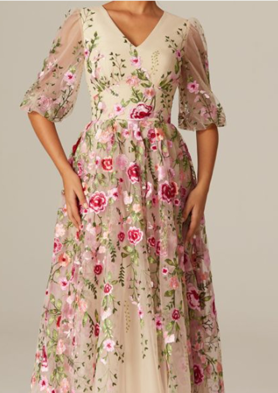 AW BRIDAL 16 2X plus cream floral Breezy embroidered MOB MOG maxi dress NEW B28